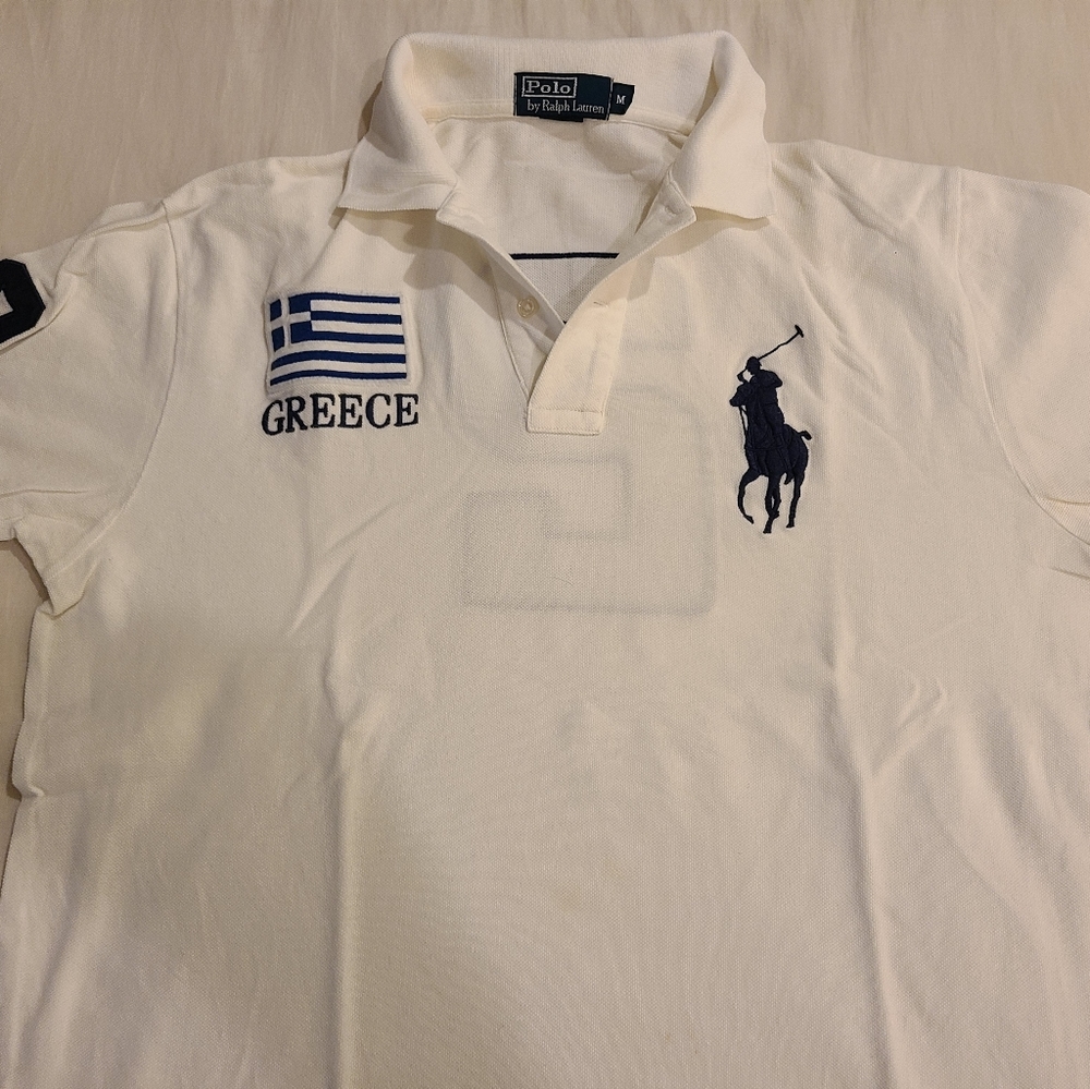 Polo by Ralph Lauren Greece Flag Polo White